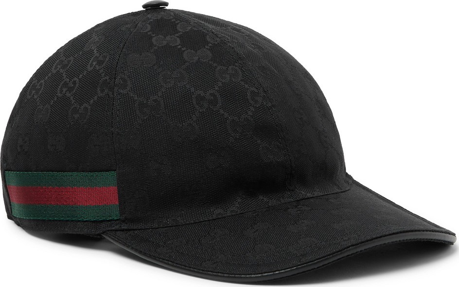 Gucci Webbing-Trimmed Monogrammed Canvas Baseball Cap
