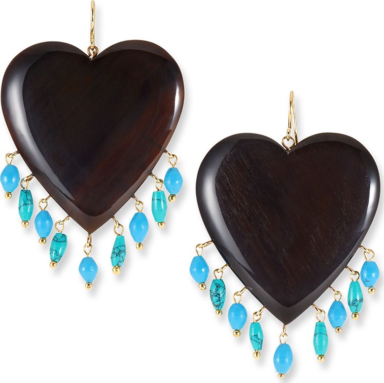 Ashley Pittman Landa Heart & Dangle Earrings, Dark/Turquoise