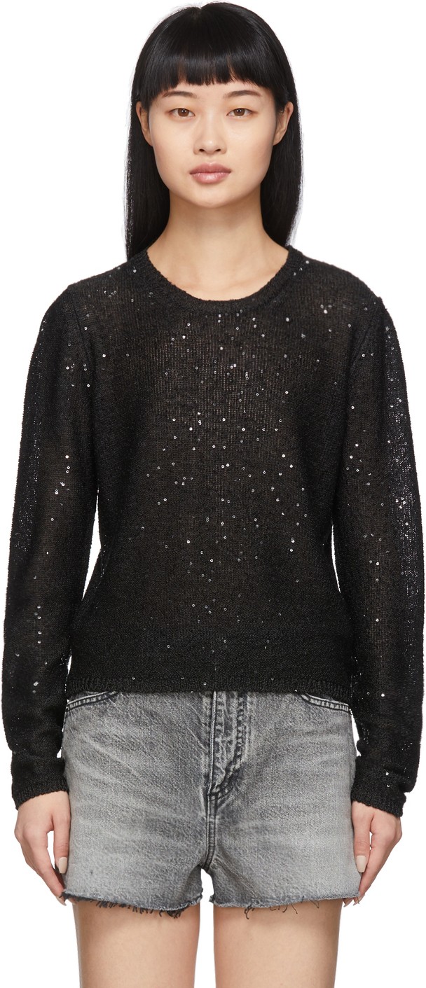 Saint Laurent Black Sequin Sweater