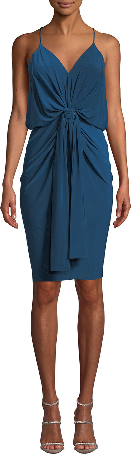 MISA Los Angeles Domino Slinky Jersey Midi Cocktail Dress