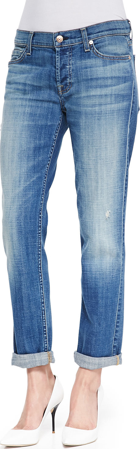 7 For All Mankind Josefina Slim-Leg Cropped Boyfriend Jeans