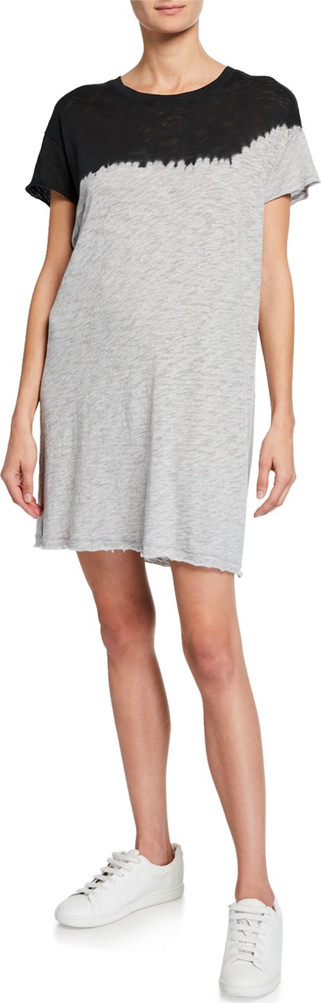 ATM Anthony Thomas Melillo Dip-Dye Short-Sleeve Slub Jersey Cotton Dress