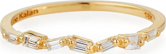 Suzanne Kalan Fireworks Thin Baguette Band Ring in 18k Yellow Gold, Size 6.5