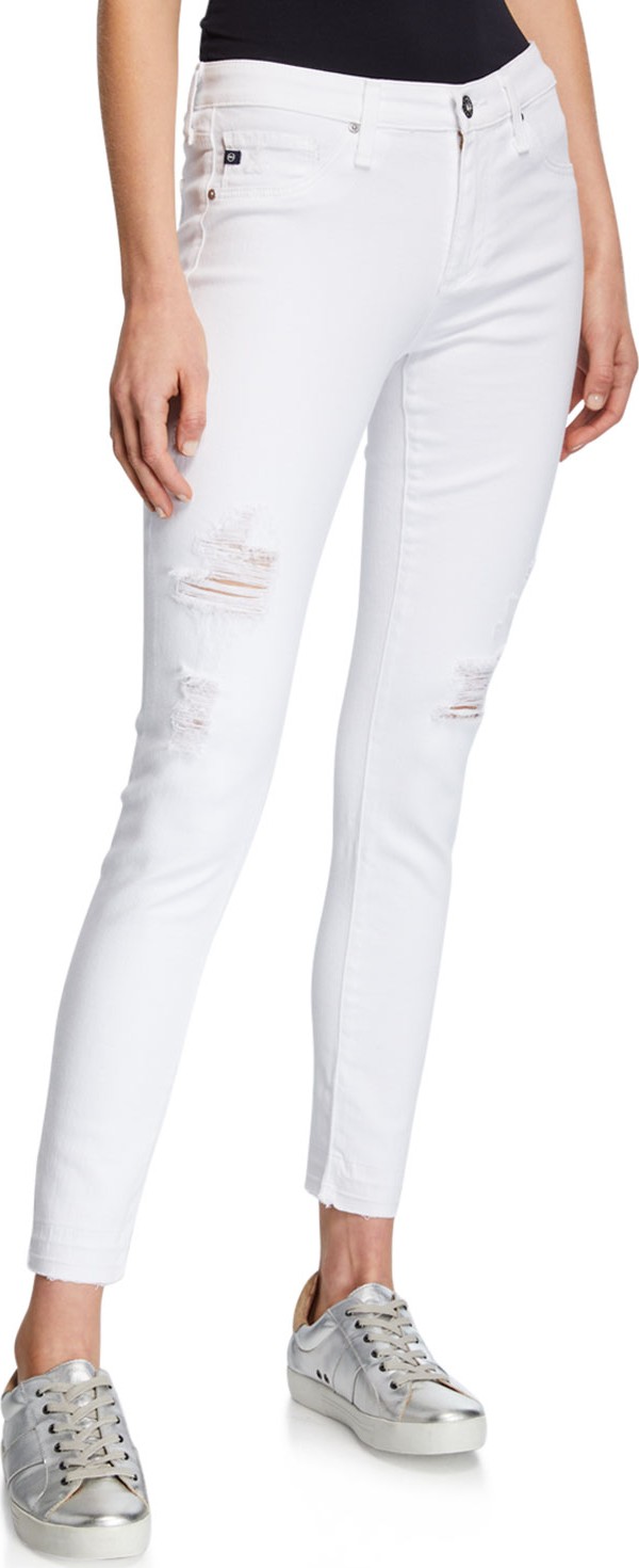 AG Jeans The Legging Ankle Cropped Distressed Jeans