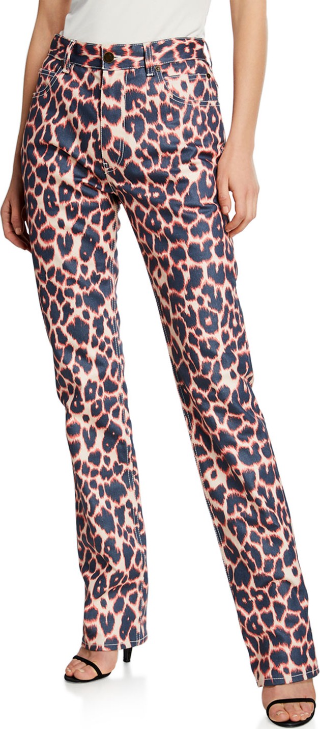 Calvin Klein 205W39NYC Animal-Print Straight-Leg Jeans