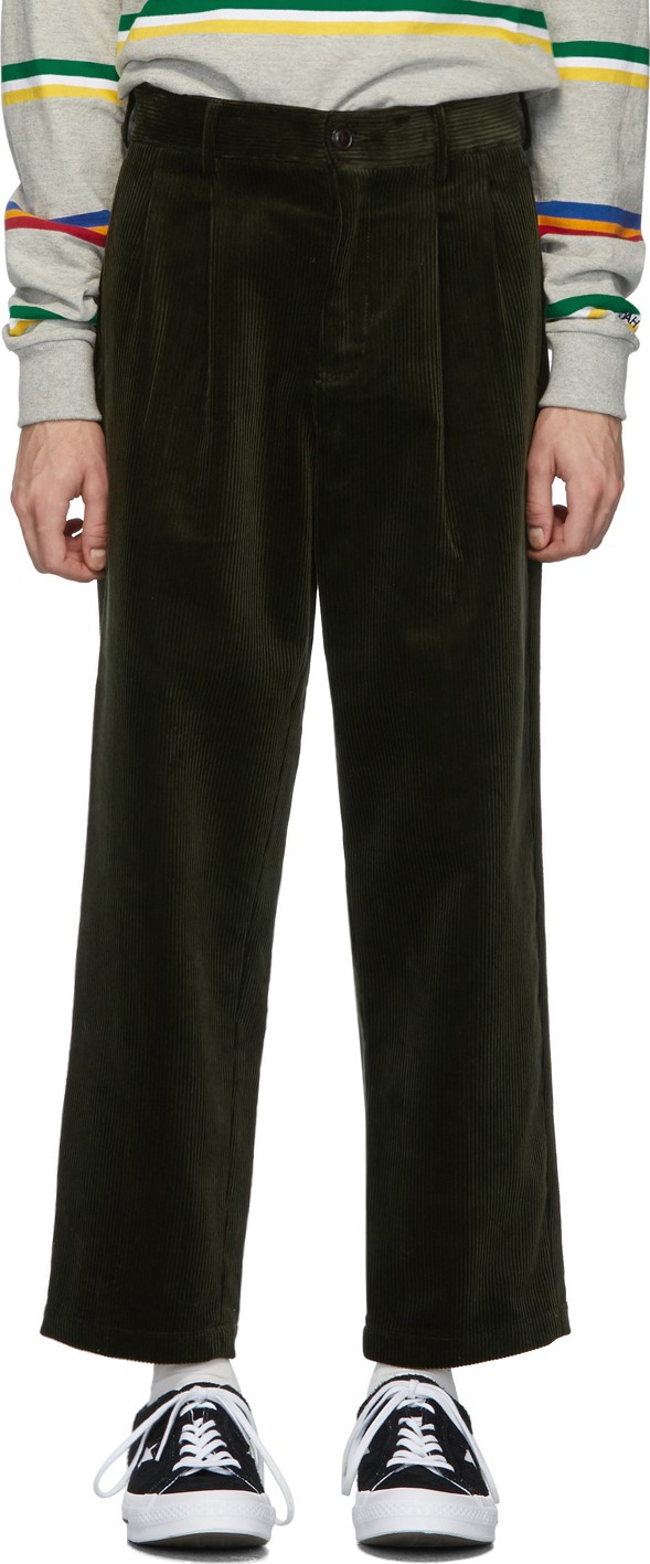 Noah NYC Green Corduroy Double-Pleat Trousers