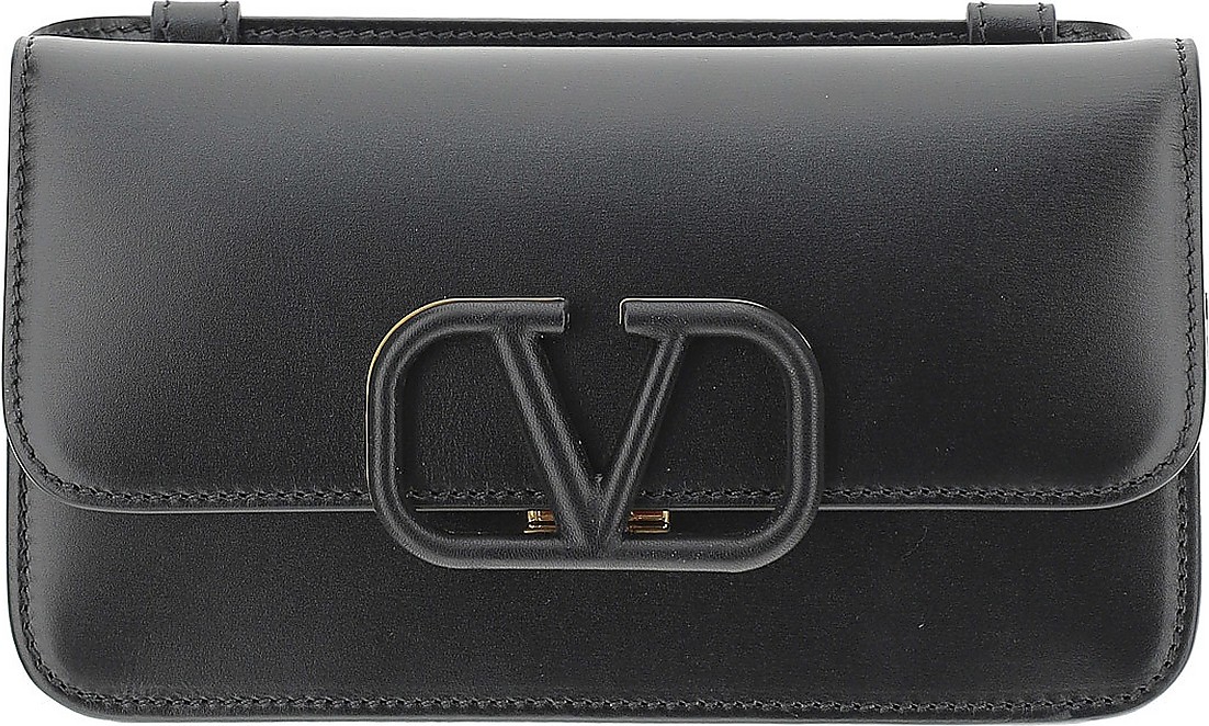 Valentino Black Leather Vsling Belt Bag