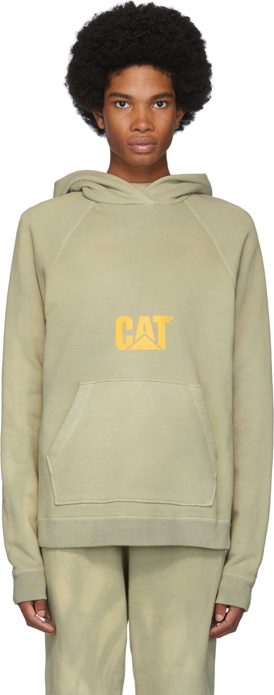 John Elliott Beige & Green CAT Edition Double Dye Raglan Hoodie