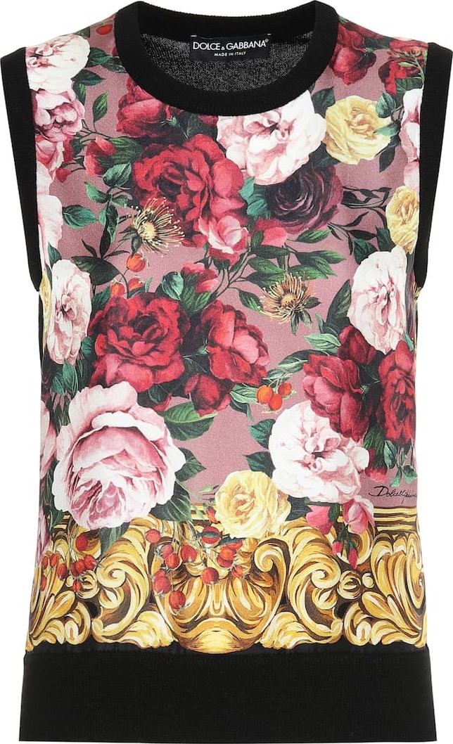 Dolce & Gabbana Floral cashmere and silk top