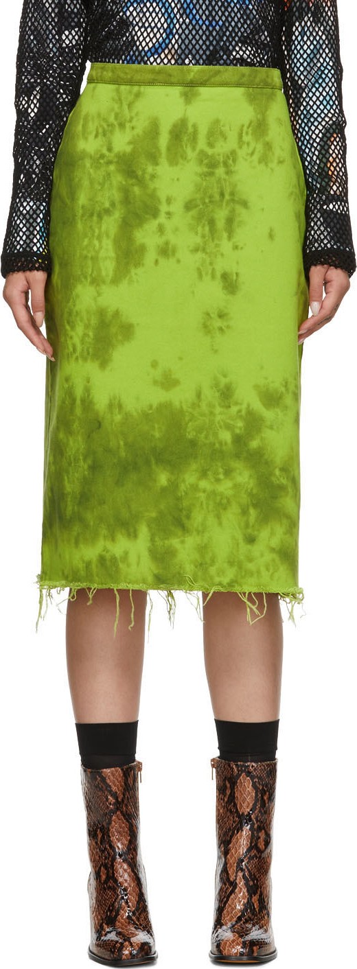 Marques'Almeida Green Denim Tie-Dye Skirt
