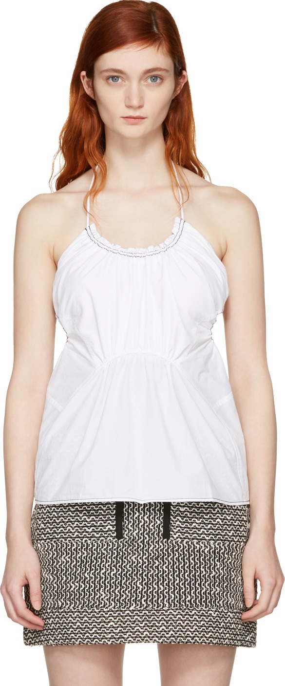 3.1 Phillip Lim White Gathered Tank Top