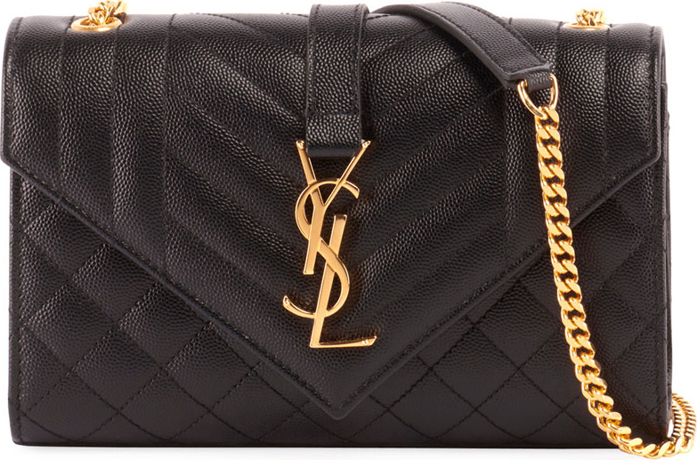 Saint Laurent Monogram Envelope Small Chain Shoulder Bag - Black Hardware