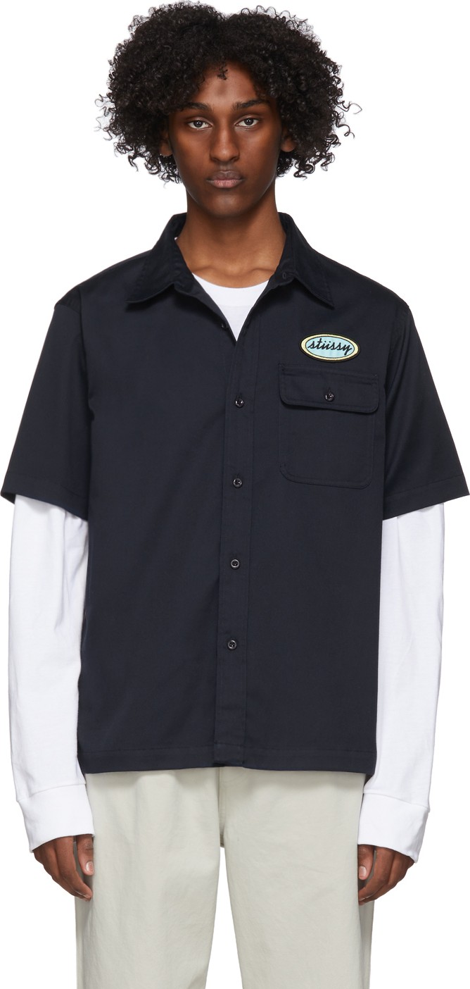 Stussy Navy Side Taped Garage T-Shirt