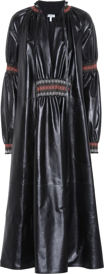 LOEWE Leather midi dress