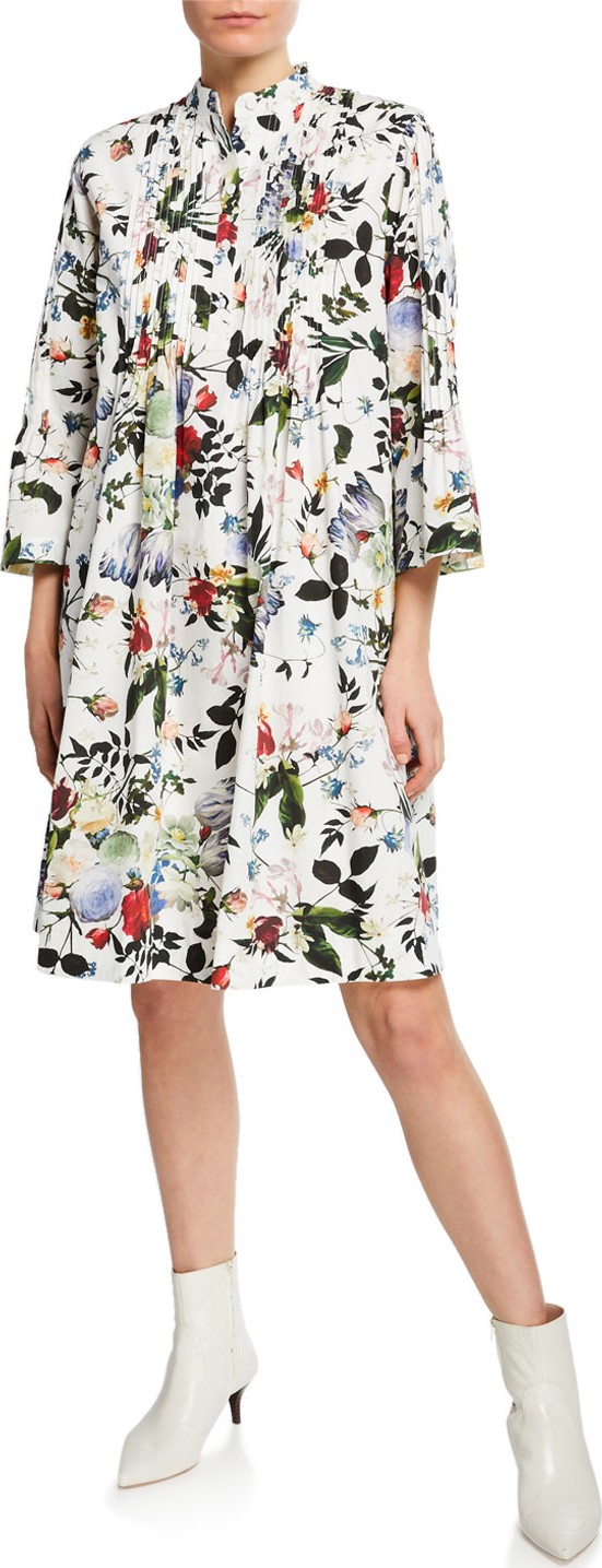 Erdem Reagan Floral-Print Button-Front Dress