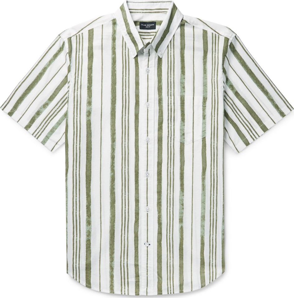 Club Monaco Slim-Fit Button-Down Collar Striped Cotton Shirt