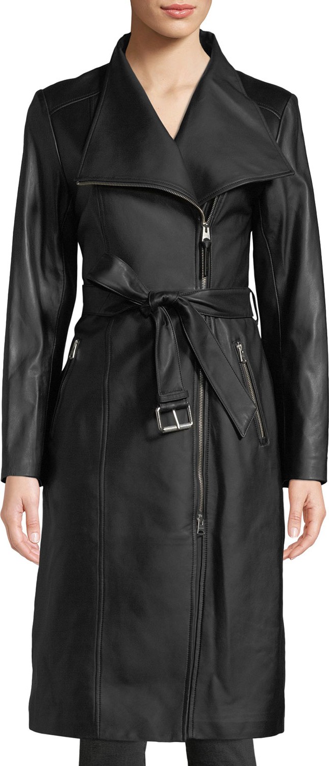 Mackage Estele Belted Long Leather Jacket