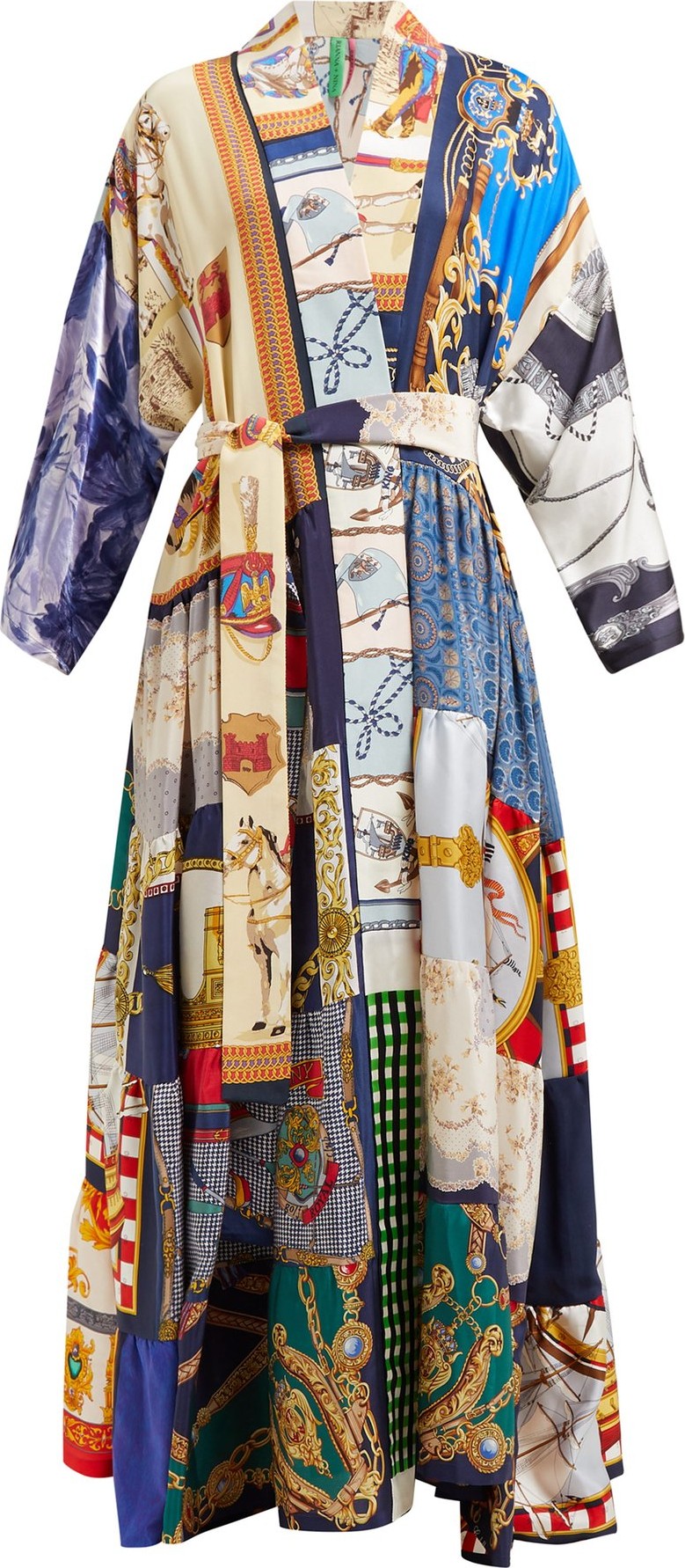 Rianna + Nina Volant patchwork-print silk kimono coat