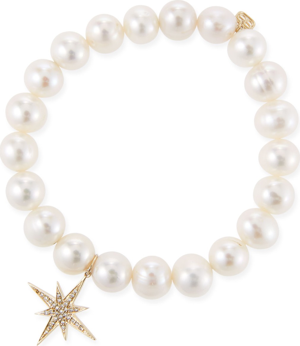 Sydney Evan 14k Pearl & Diamond Starburst Bracelet