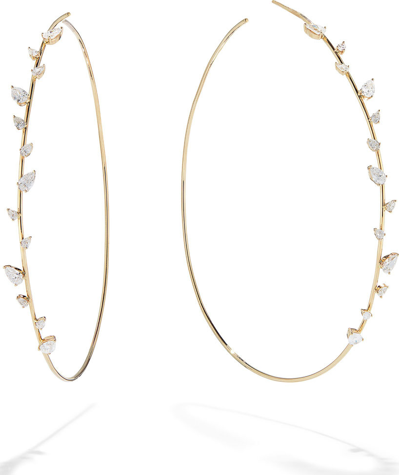 Lana 14k Gold Diamond Pear Solo Hoop Earrings