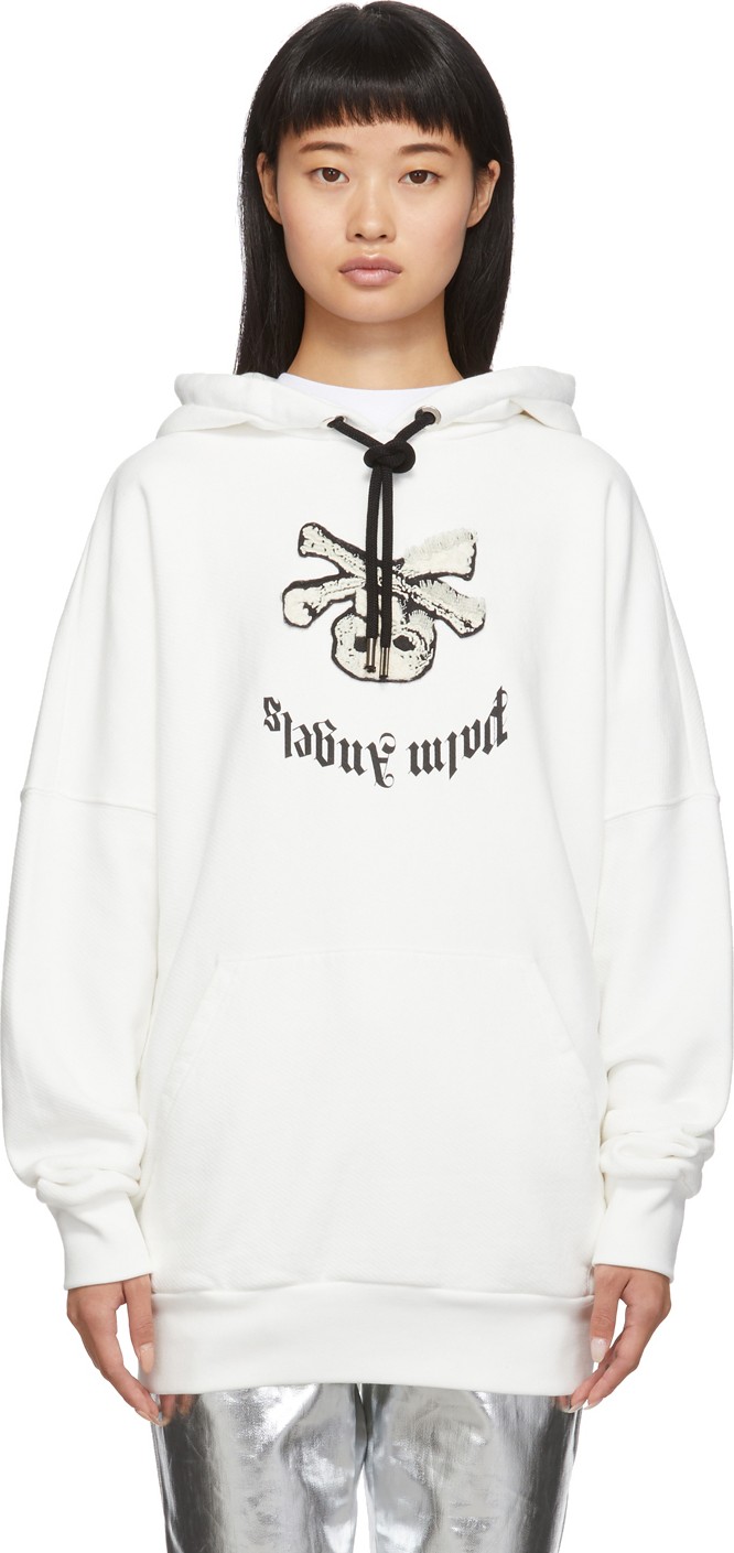 Palm Angels White New Skull Hoodie