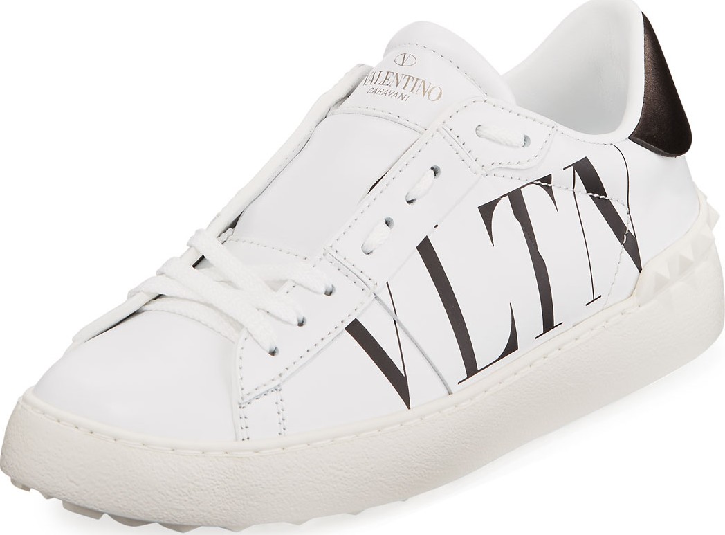 Valentino VLTN Open-Laced Leather Low-Top Sneakers