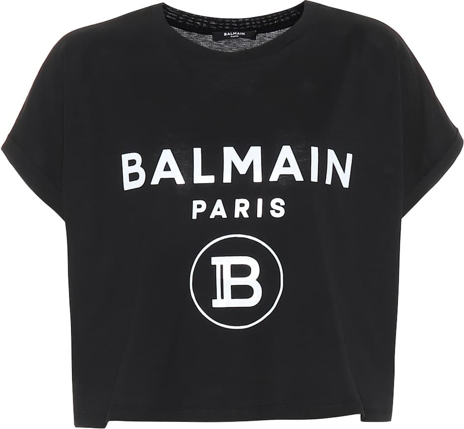 Balmain Cropped logo cotton T-shirt