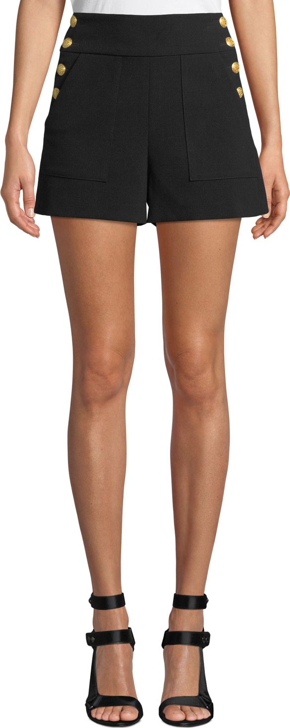 Alice + Olivia Donald High-Waist Side-Button Shorts