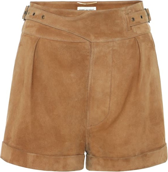 Saint Laurent High-rise suede shorts