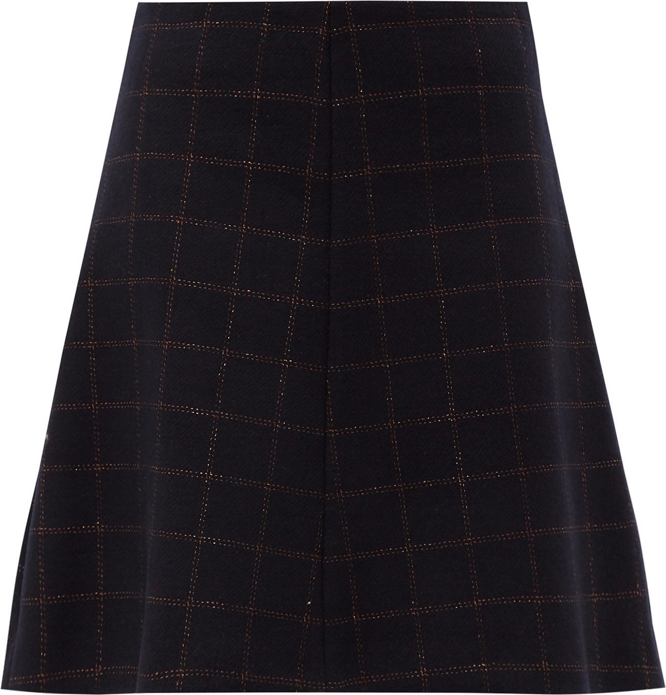 RED Valentino Metallic-check wool-blend A-line skirt