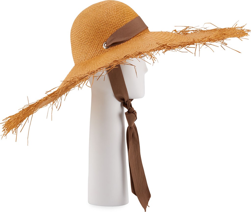 Sensi Studio Straw Wide Brim Panama Hat w/ Self-Tie Ribbon