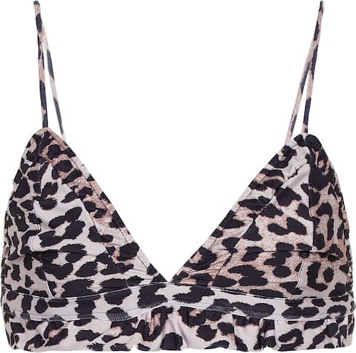 Ganni Leopard-print bikini top