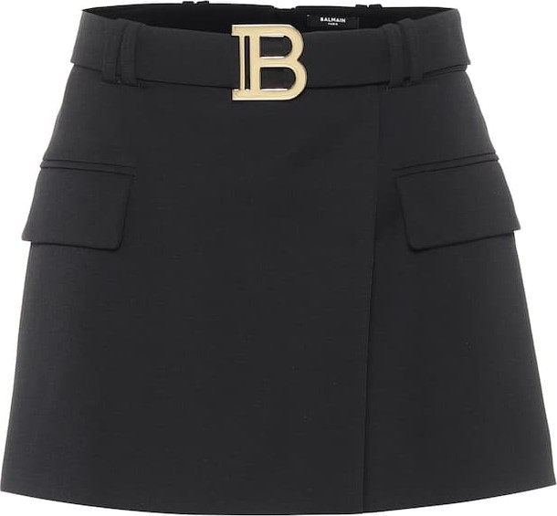 Balmain Wool-twill miniskirt