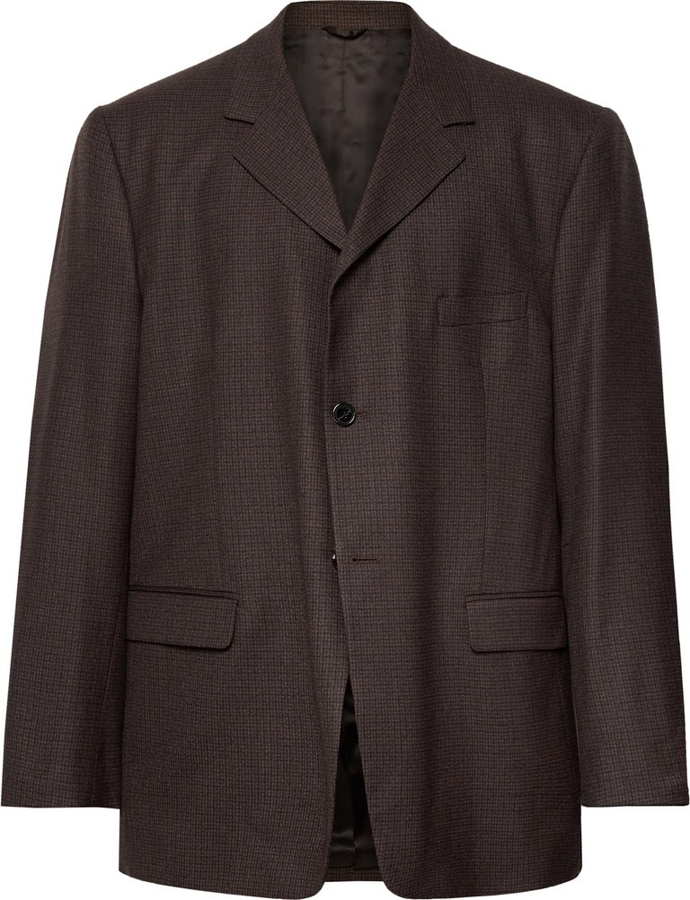 Raf Simons Brown Oversized Checked Wool Suit Jacket