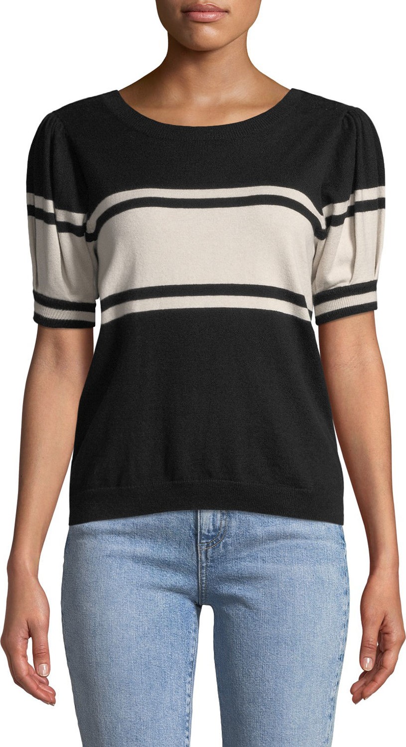 Joie Rolana Striped Short-Sleeve Sweater