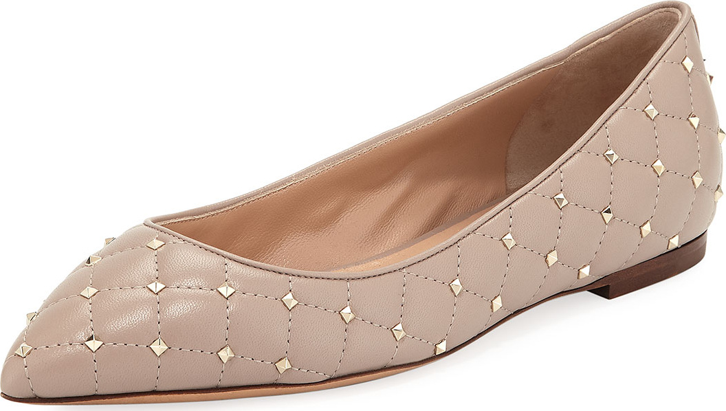 Valentino Rockstud Spike Leather Ballet Flat