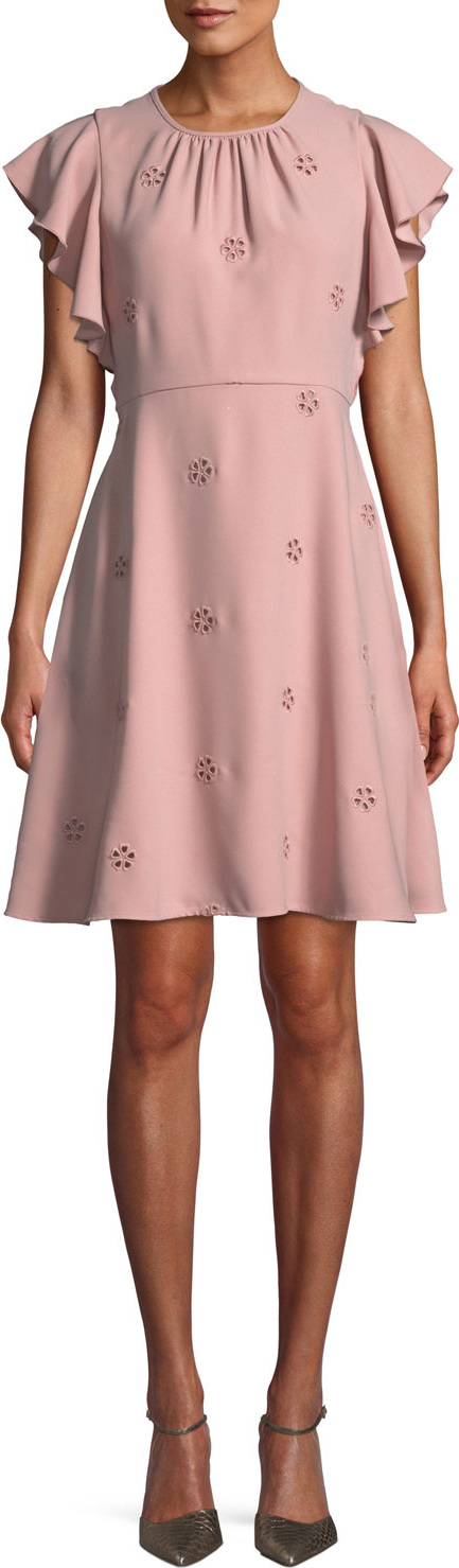 Kate Spade New York cutout crepe dress w/ flutter sleeves
