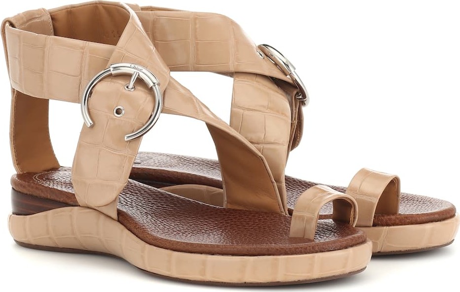 Chloe Wanda embossed leather sandals
