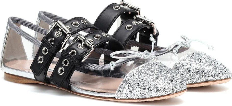 Miu Miu Glitter ballet flats