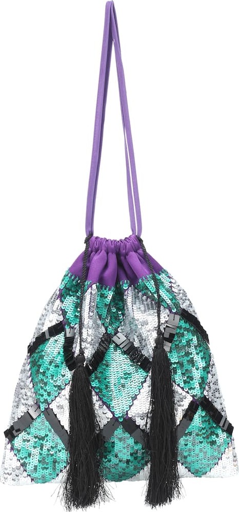 Attico Sequined satin pouch