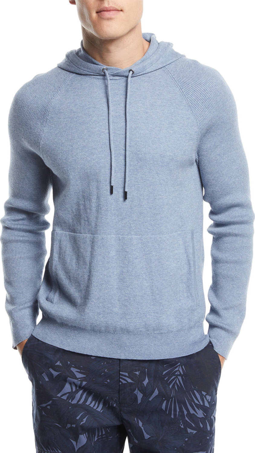 Michael Kors Mixed Textured-Knit Cotton/Cashmere Athleisure Hoodie