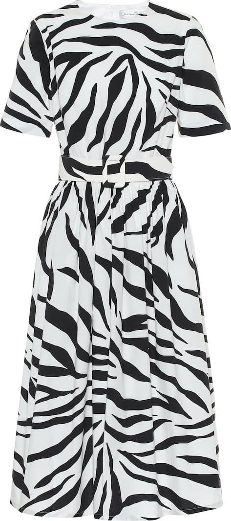 Oscar De La Renta Stretch cotton midi dress