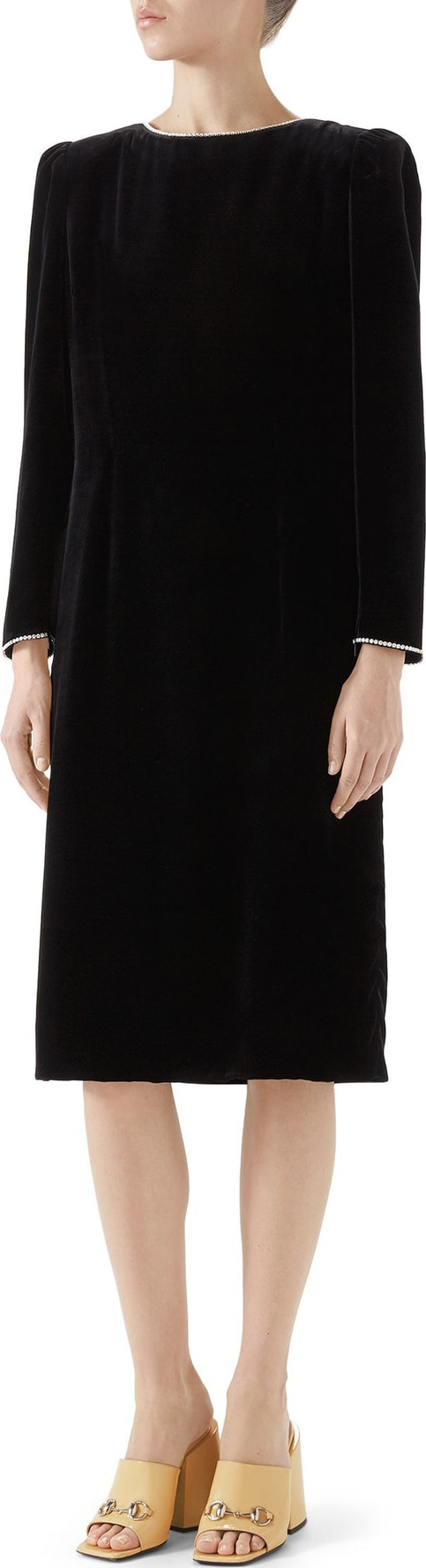 Gucci Crystal Trim Velvet Dress