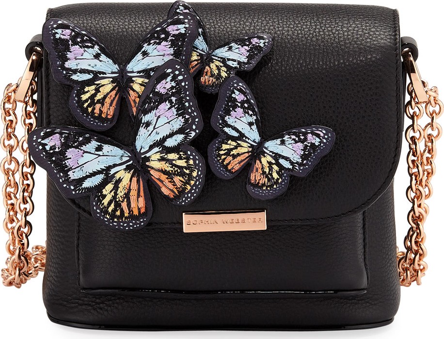 Sophia Webster Claudie Butterfly Leather Crossbody Flap Bag