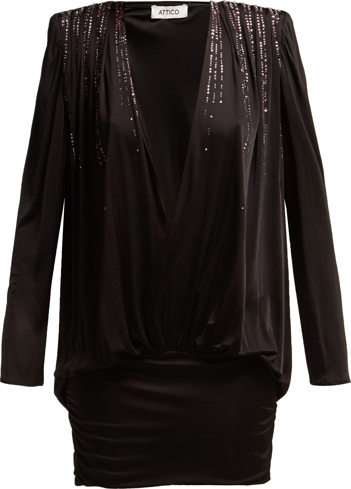 Attico Crystal-embellished stretch-jersey mini dress