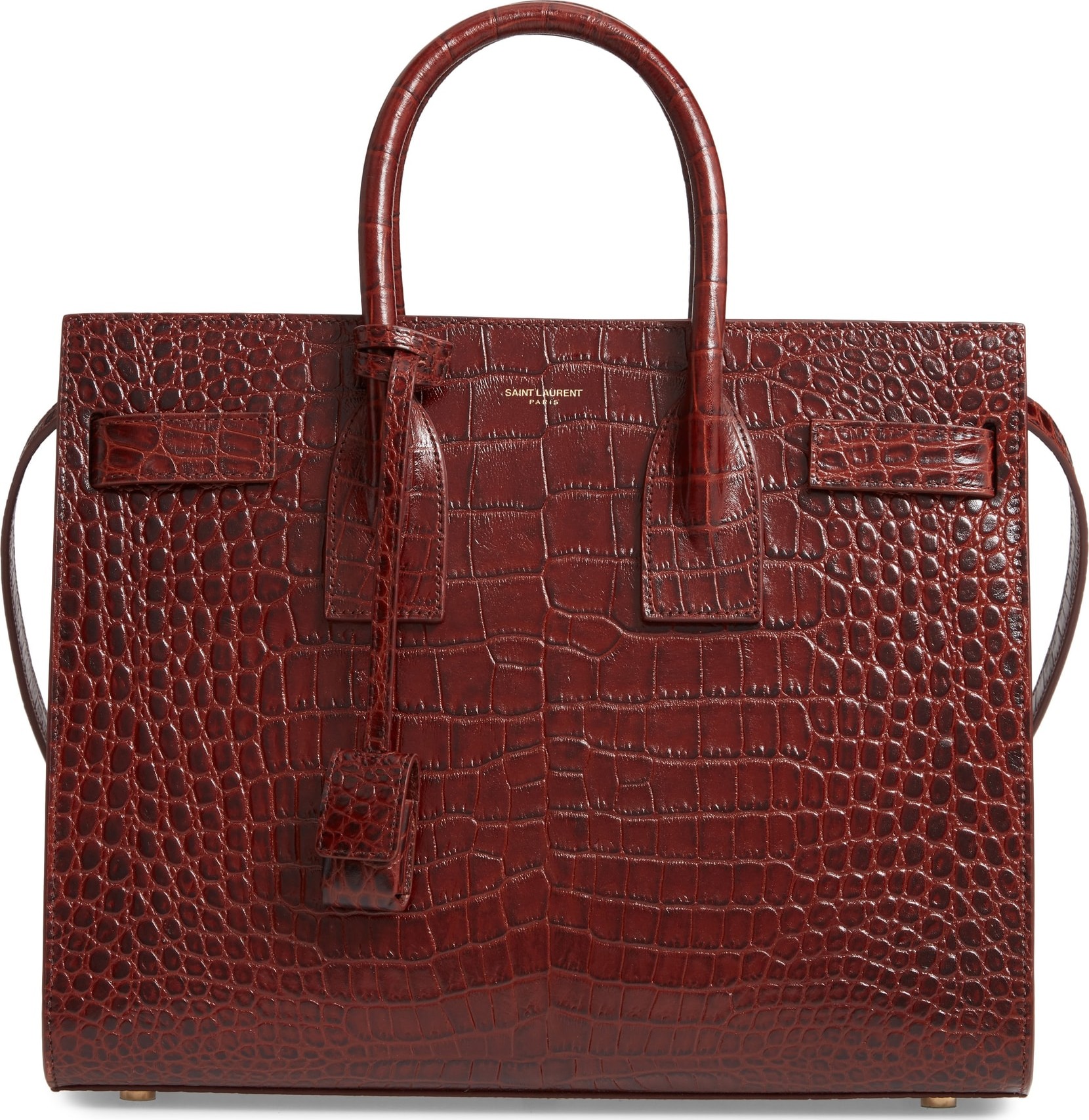 Saint Laurent Small Sac de Jour Croc Embossed Leather Tote