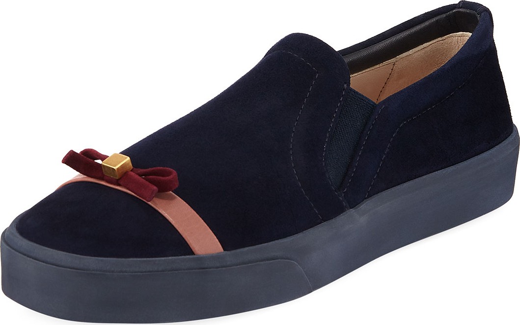 Stuart Weitzman Mollie Bow Suede Skate Sneakers