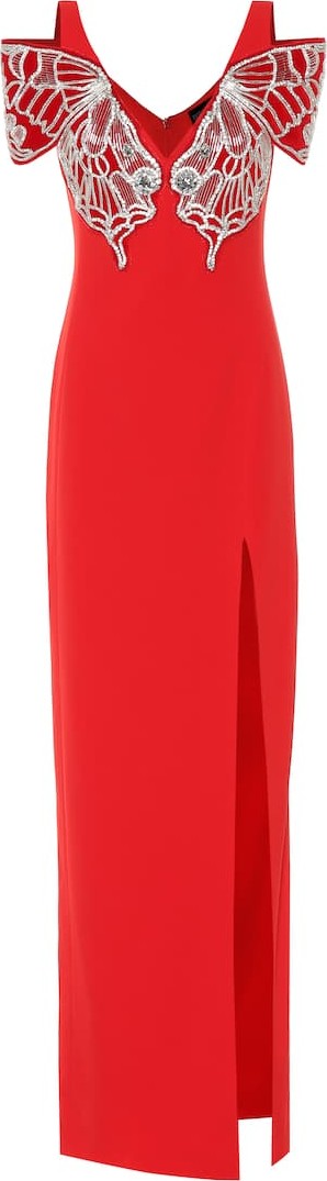 David Koma Butterfly-embellished cady gown