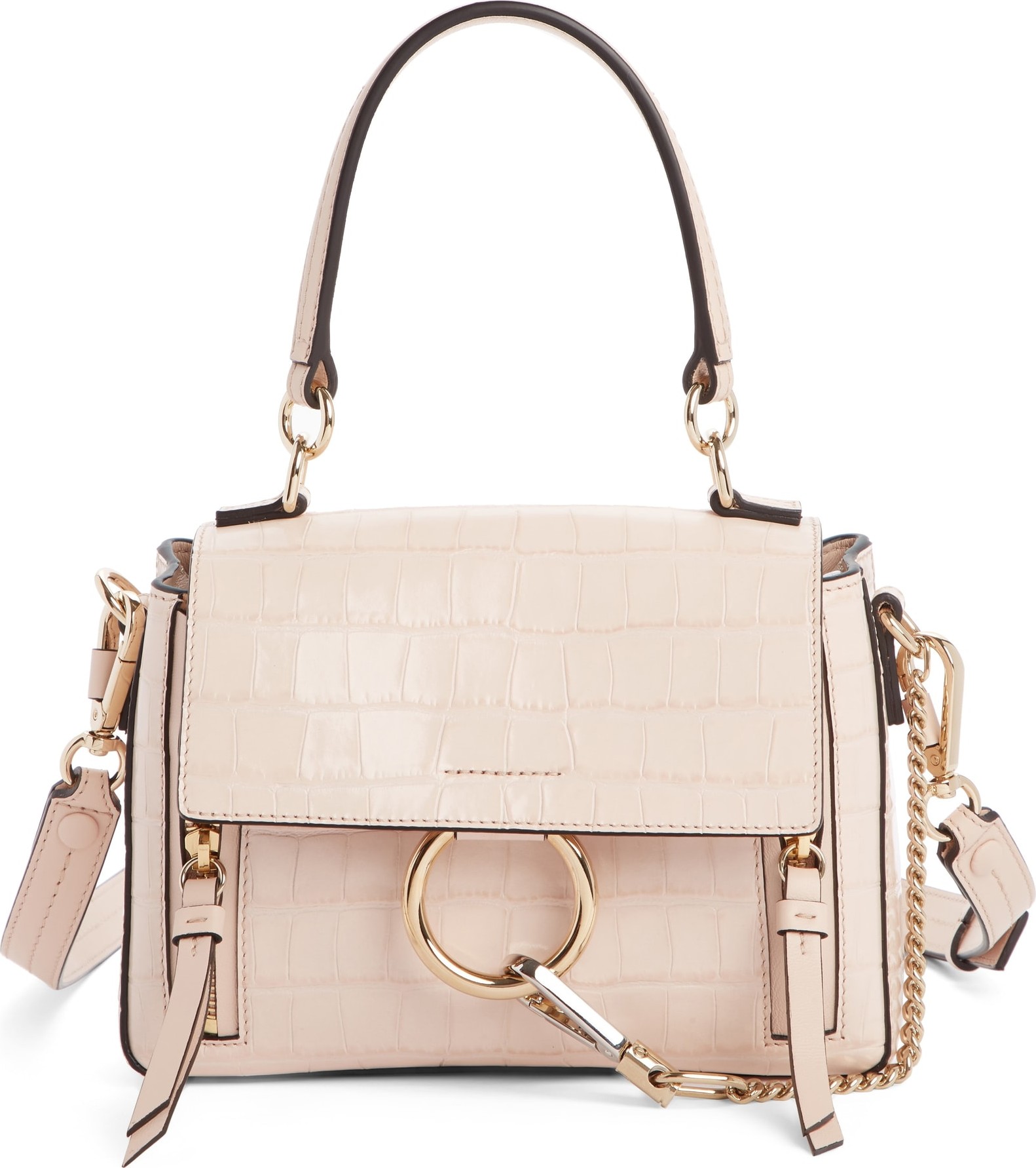 Chloe Mini Faye Day Croc Embossed Leather Satchel