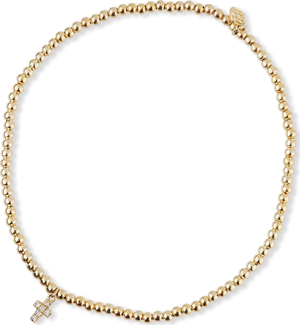 Sydney Evan 14k Yellow Gold Diamond Cross Bracelet